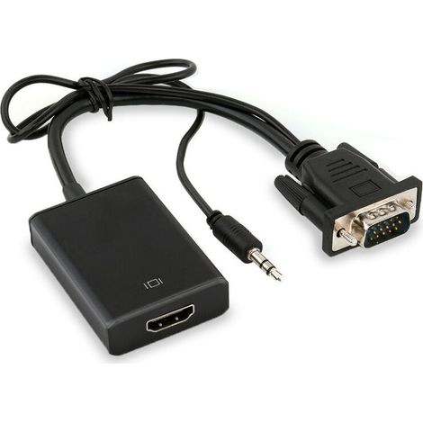 Câble Adaptateur Convertisseur VGA mâle vers HDMI femelle, sortie Full HD 1080p avec audio, compatible TV, AV et HDTV
