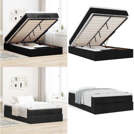vidaXL Ottoman-Bett mit Matratze Schwarz 120x200 cm Stoff (1/5)