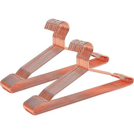 Lot de 20 Cintres en Fer, Cuivre Rouge, 43cm, Encoches Antidérapantes, pour Garde-robe (1/5)