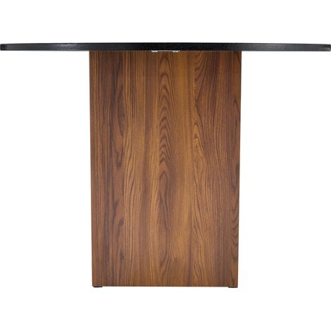 Moderner runder Esstisch 100 cm aus schwarzem MDF mit Nussbaumoptik und Ablagefächern (1/5)