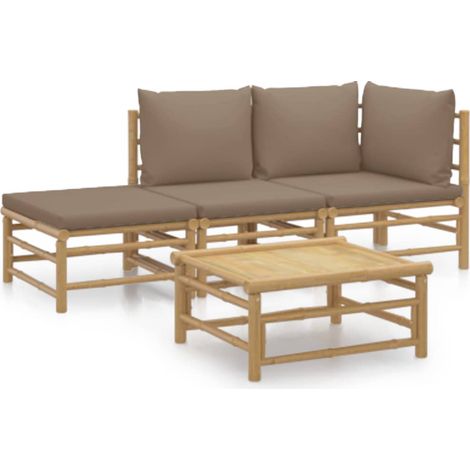 Maison Exclusive - 4-tlg. Garten-Lounge-Set mit Taupe Kissen Bamb