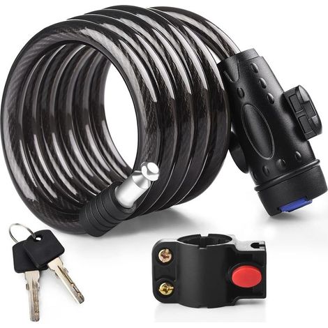120cm Bicycle Cable Lock, [Keys][Outdoor] High Security Robust Bike Lock Ideal for Bicycles, Motorcycles, Scooters, Baby Strollers, Lawn Mowers, Ladders and Gates (1/5)