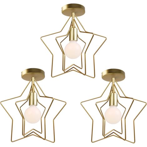 3 Piezas Lamparas de Techo Vintage Plafón Interior Aplique Techo Estrella DIY Dorada Para Sala de Estar Cocina Dormitorio Pasillo (1/5)