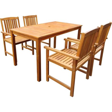 Set da pranzo da esterno 5 pezzi in legno massello di acacia