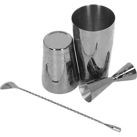 Boston Multifunktions-Cocktailshaker aus Edelstahl 304, Vintage-Print, Set mit Sieb, 2er-Set (1/5)