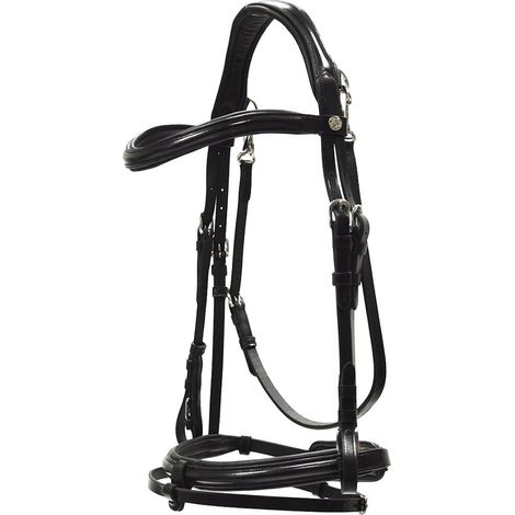 Full, Nero: Winner Spezial Leder Stirnband mit Karabinerhaken im Kinnriemen und Gummizügel (1/3)