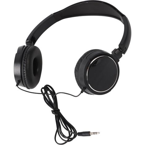 Compact, foldable wired headphones with rotating earcups and an adjustable headband with soft, skin-friendly noise-canceling cushions, for listening to music and watching videos. (1/5)