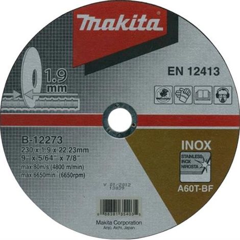 MOLA da TAGLIO per ACCIAIO INOX MAKITA disco da 230x1,9 mm