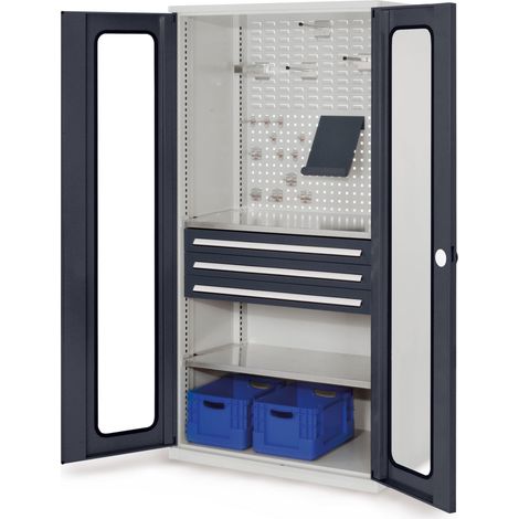 Kappes ®RasterPlan Schubladenschränke 1950x1000x600mm Sichtfenstertüren Modell 32 anthrazitgrau
