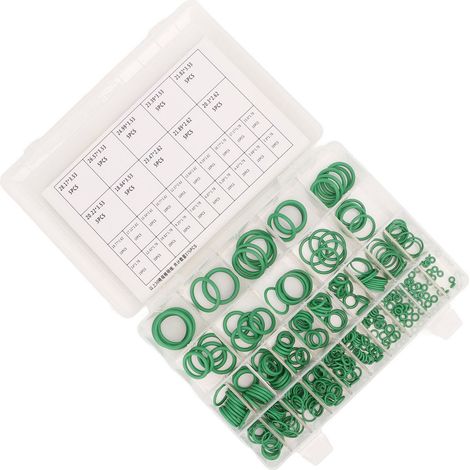 Kit de 375 joints toriques universels verts et portables, étanches, pour climatisation, plomberie et automobile. (1/5)