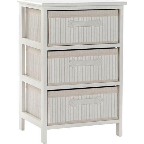 Commode blanche élégante en bambou et paulownia - Blanc cassé avec nuances beige (1/5)