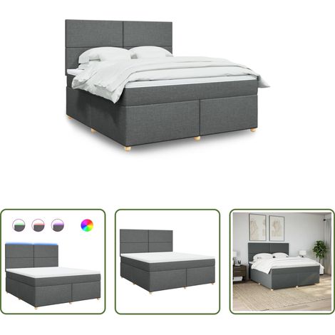 Matratze - Boxspringbett mit Matratze Dunkelgrau 180x200 cm Stoff (1/5)