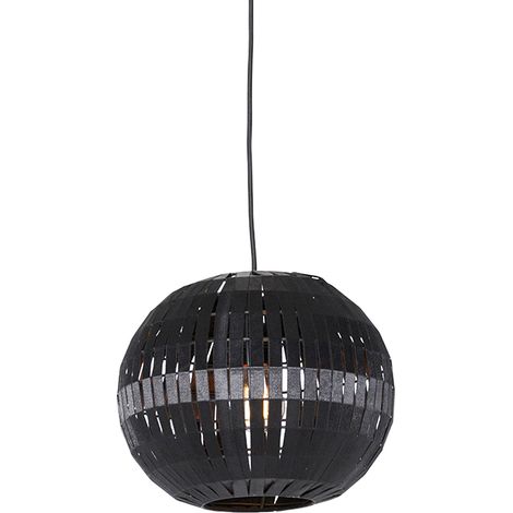 QAZQA Moderno Lámpara colgante moderna negra 30 cm - Zoë Acero /Textil Redonda Adecuado para LED Max. 1 x 40 Watt
