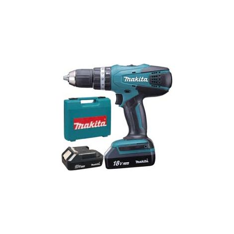 TRAPANO AVVITATORE PERCUSS. 2 VEL. 2 BATT. LITIO 18V 1,5AH (HP457DWE)  2 batterie LIION da 1,5Ah    MAKITA
