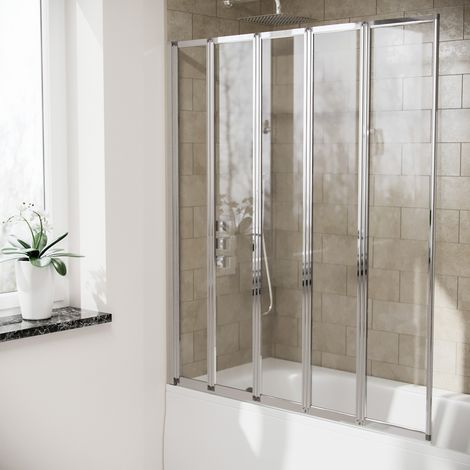Parga 5 Fold Folding Bath Shower Glass Door Screen Panel (1/5)