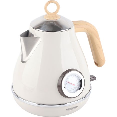 Bouilloire électrique rétro effet bois blanc, 1,7 L, affichage température, prise UE 220-240 V, pour cuisine maison (1/5)