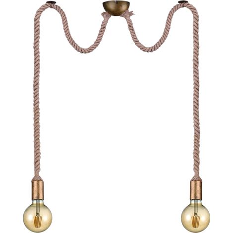 Trio Lighting Lámpara de Techo Vintage con 2 Cuerdas Bronce Viejo Rope (1/5)