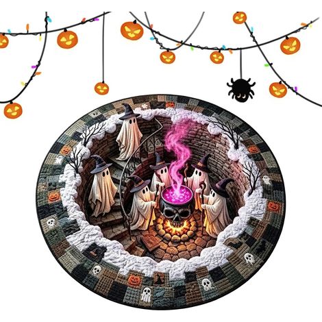Paillasson Illusion Halloween Carpette Illusion Abysse Ronde Tapis Paillasson Halloween Bienvenue pour Maison, Salle de Bain, Chambre, Salon, Entrée, Intérieur, Extérieur, Fêtes (1/5)