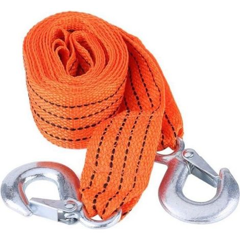 Sangle de remorquage - - 4m x 4cm - Nylon haute résistance - Charge 3 tonnes - Crochets de sécurité (1/4)
