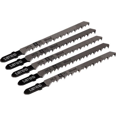 Sealey SJBT101D Jigsaw Blade for Hard Wood 100mm 6tpi - Pack of 5