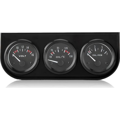 Gauge de Voiture, 3 sur 1 Triple Kit Kit Voltmètre de Température D'eau à L'huile de Pression à Usage Professionnel, adapté à la Voiture avec Tension 12V, Installation Facile (1/5)