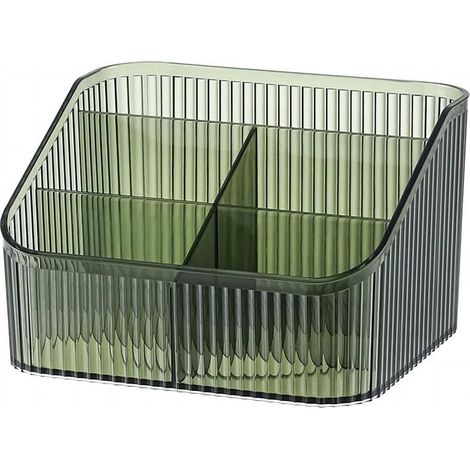 Rangement maquillage acrylique 5 compartiments, organisateur pinceaux, cosmétiques, eyeliners, rouge à lèvres (Vert L). (1/5)