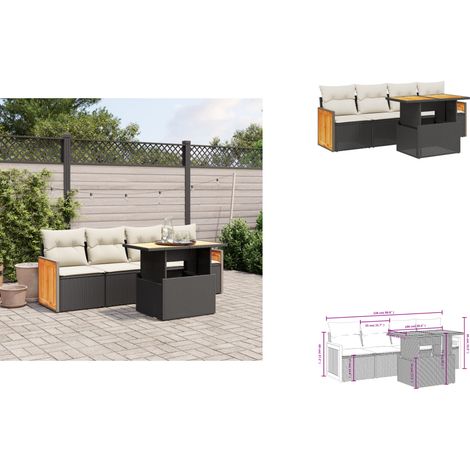 Salon de jardin 5 pcs avec coussins noir résine tressée - Ensemble Salon De Jardin - Mobilier De Jardin - Meubles Extérieur - Salon De Jardin Design - Set Salon De Jardin (1/3)