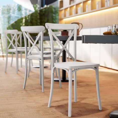SEDIA POLIPROPILENE BAR RISTORANTE CUCINA SEDIE INTERNO ESTERNO BIANCO CROSS 412 (1/3)