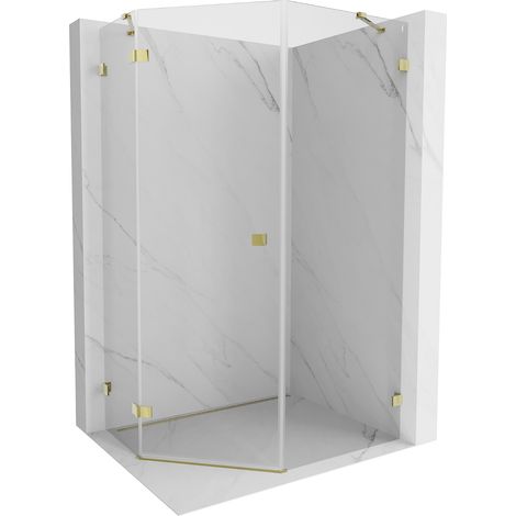 Mexen Lunar fünfeckige, links öffnende Duschkabine 80 x 90 cm, transparent, gold - 831-080L-090P-50-00-L (1/5)
