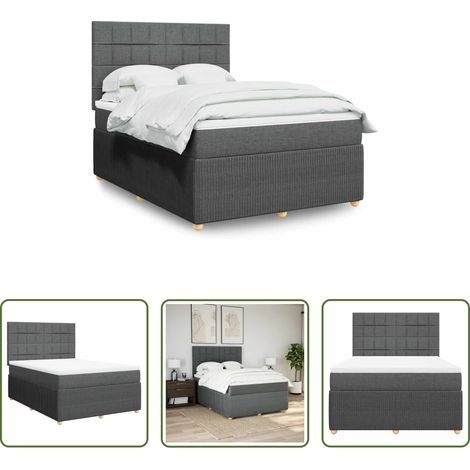 vidaXL Matelas à ressorts ensachés -  Sommier à lattes de lit avec matelas Gris foncé 140x190cm Tissu (1/5)