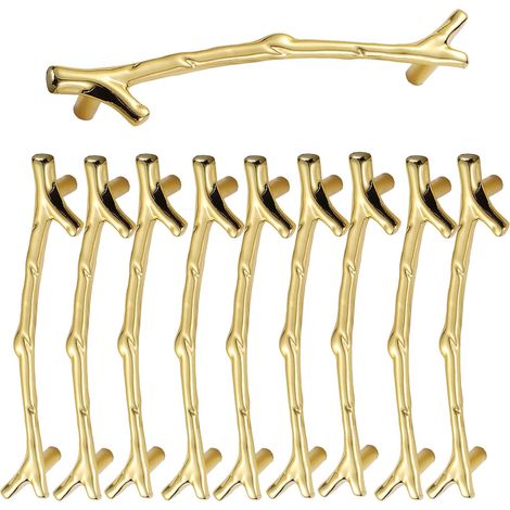 Poignées De Meuble - Poignées De Porte En Alliage De Zinc - Design Branche Vintage - Pour Tiroirs Armoires Buffets - Lot De 10 (1/4)