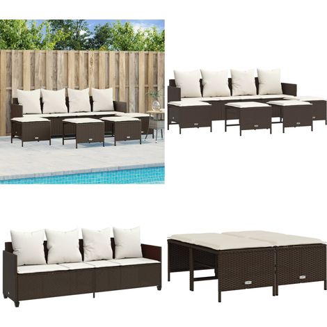 Salon de jardin avec coussins 5 pcs marron résine tressée - Ensemble Salon De Jardin - Salon De Jardin Extérieur - Mobilier De Jardin - Canapé Jardin - Chaise Lounge - Home & Living
