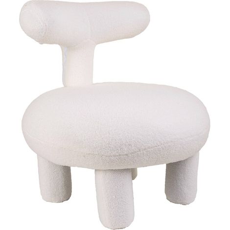 fauteuil rond en polyester blanc design contemporain élégant - blanc effet bouclette doux (1/5)