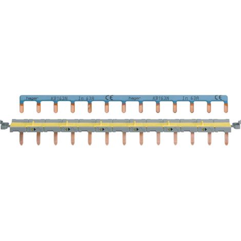 Barre de pontage sans vis 18 modules – Courant 63A – Tension 400V – Pour installations électriques Hager (1/10)