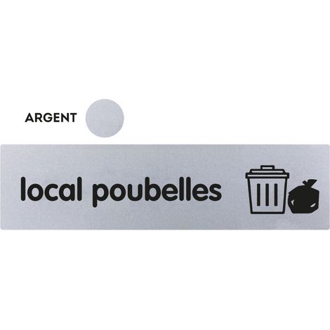 Plaque de porte Local poubelles - Classique argent 170x45mm - 4320809