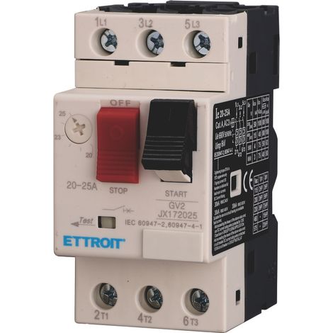 ETTROIT Einstellbarer thermomagnetischer Motorschutz 20–25 A Dreiphasiger GV2-Motorschutz - JX172025
