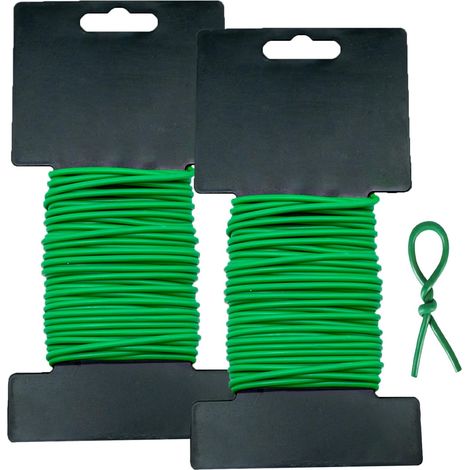 Fil de jardin - 16 m (2 x 8 m) - Flexible - 3 mm - Caoutchouc - Fil de liaison souple - Vert - Pour tomates, plantes grimpantes, fleurs, arbustes, bricolage et entraînement à faible stress (1/5)