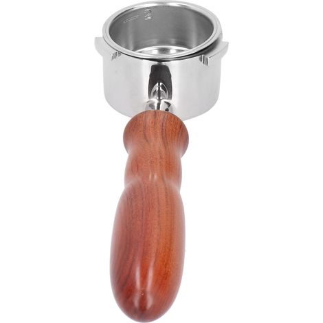 Porte-filtre sans fond pour machine à café, en acier inoxydable 304 et bois massif, avec trois poignées, diamètre 51 mm. Compatible avec le modèle Delonghi série B. (1/5)