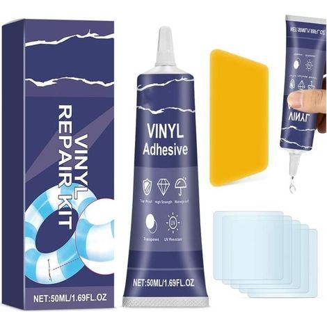 Kit Réparation Piscine, Rustine Piscine, Kit Réparation Spa Gonflable, Rustine Spa Gonflable pour Matelas Pneumatiques(50ml) (1/5)