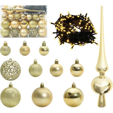 Ensemble de Boules de Noël avec 150 LED 61 pcs Doré Plastique CFW177801 (1/5)