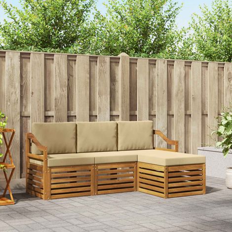 Outdoor-Sofagarnitur 4 pcs Natur und Beige Massivholz Akazie (1/5)