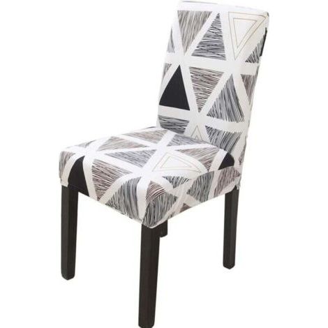 4 Housses de Chaise Douces Lavables pour 4/6 - Pose Elastique Velours Gris Maïs Style A
