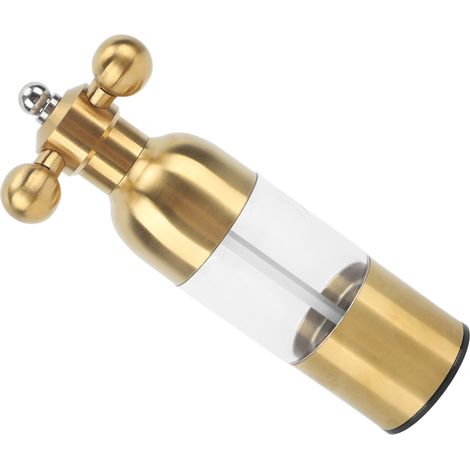 Professionelle Pfeffermühle, wiederaufladbar mit Keramikrotor, einstellbarem Mahlgrad, manuell, für die Küche geeignet, Goldfarben, klein (1/5)