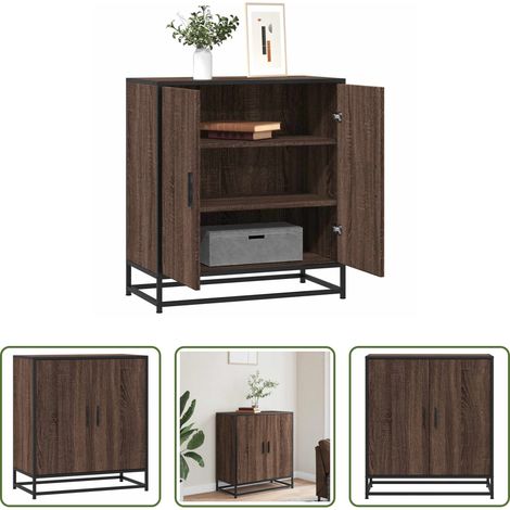 Holzwerkstoff - Sideboard Braun Eichen-Optik 68x35x76 cm Holzwerkstoff & Metall (1/5)