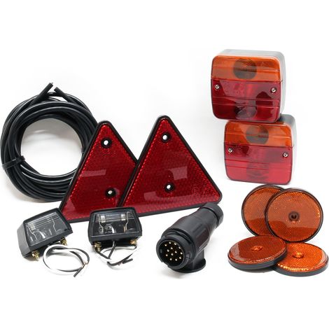 Wiltec Set di luci posteriori per rimorchio 12 pezzi Spina 13 poli Cavo da 5 m Marchio di omologazione E (1/5)