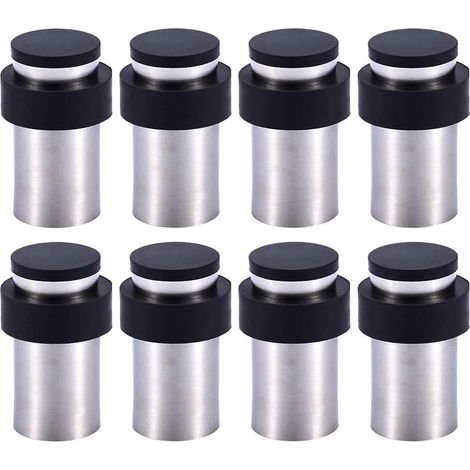 Butoir de Porte 6cm en INOX avec Caoutchouc Butée de Porte au Sol ou Mur (Lot de 8)