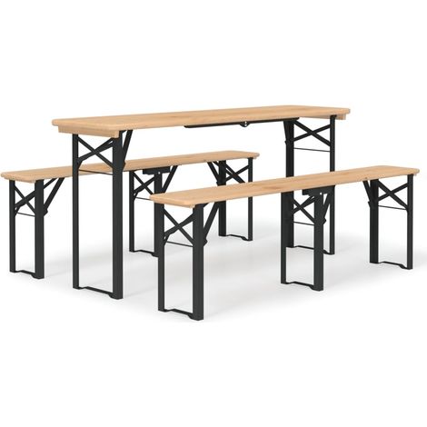Ensemble de tables à bière pliantes 3 pcs  Mobilier de jardin bois massif de sapin (1/5)