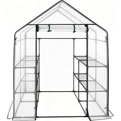 Serra da giardino in PE con struttura in acciaio verniciato bianco 143 x 143 x 195 cm (1/5)