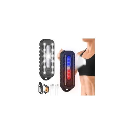 Luci da corsa a clip, confezione da 2, 5 modalità di illuminazione, lampada a LED ricaricabile tramite USB, 150LM, impermeabile IPX4, portatile per corridori, jogging, campeggio, passeggiate notturne 