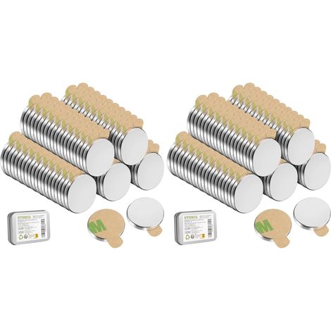 100 Stück selbstklebende Magnete 8x1mm, starke Neodym-Magnete, Mini-Rundmagnete zum Selbstkleben, für Magnettafeln, Whiteboards, Kühlschränke, Bastelarbeiten, Fotos (2er-Pack) (1/5)